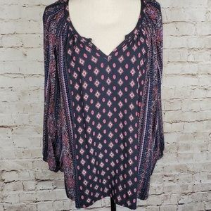 ALC Woman Bandana Print Scoop Neck Top 3X EUC